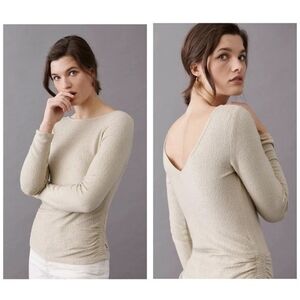 Anthropologie Saturday Sunday Rhea Boat Neck Top - Moss Light Green XS